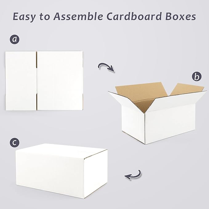 Frametory 9x6x4 Pack of 28 Corrugated Cardboard Packing Shipping Mailing Moving Carton Boxes, White