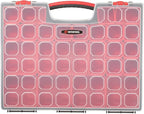 INTERTOOL Hardware Organizer with 24 Removable Bins - Small Parts Storage Tool Box for Nuts, Bolts, Screws, Nails - Portable Handle Transparent Lid with Locks BX08-4033