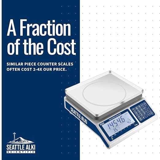 Seattle Alki Scientific Counting Scale | 30 kg x 0.5 g | Industrial Counting Scale for Small Parts | USA Company | Units: g, lbs, oz, kg (30 kg x 0.5 g)