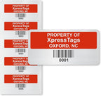 XpressTags 0.75"x1.5" Custom Asset Tags, Fixed Inventory Stickers with Barcode & Serial Number, Brushed Metalized Silver Polyester Labels - Pack Sizes 100 to 5000, Made in USA