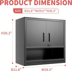 Garage Wall Cabinet Metal Storage Cabinet with Lock Wall Mounted Heavy Duty Steel Tool Cabinet with Door and Shelf Hanging Cabinet for Garage Warehouse Bathroom Kitchen,Assembly Required