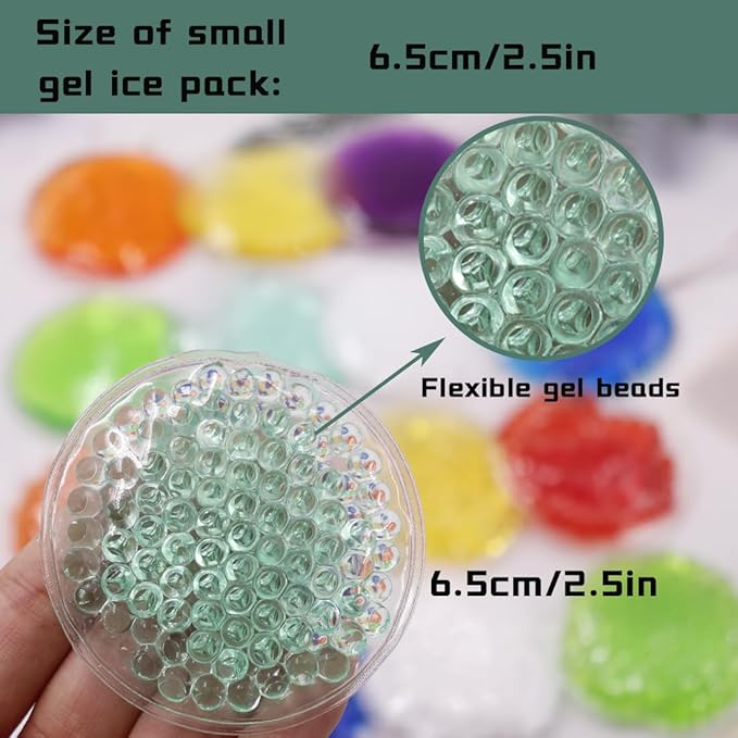 Boo Boo Ice Packs - 8 Small Gel Bead Cold Compress Packs, Instant Pain Relief for Injuries, Teething, Bumps & Bruises - Child-Safe Cooling Pads for First Aid Kits