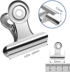 30 Pack Small Bull Clips 0.87 Inch Mini Metal Hinge Clips Binder Paper Hinge Clip for Office, Home, School, Shops, Silver, 22mm
