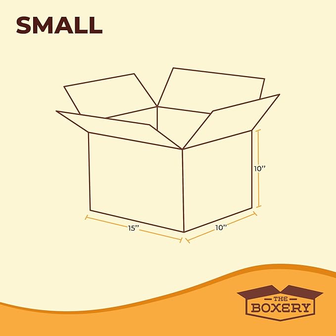 The Boxery Moving Boxes 25-Pack Small | 15x10x10 inch Brown/Kraft Corrugated Cardboard Packing, Moving & Storage for Business/Home – Durable - Eco-Friendly, Recyclable - Made in the USA