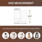 2 Panels Full Metal Freestanding Dog Gates, 40” W x 36” H Folding Pet Gate Fence with Support Feet for Indoor,Stairs, Hallways and Doorways(White)