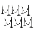 Stanchion Posts Crowd Control Barriers, 201 Stainless Steel 12 Posts 8 Ropes, 4-Way Connection Anti-Slip Fillable Base Easy Install