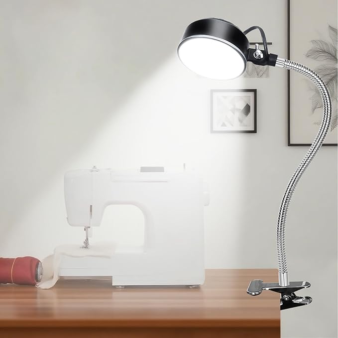 Clamp Light, LED Work Light with Flexible & Strong Clip for Workshop, Sewing, Lathe, Desk, Bright Small Area Task Lighting, 2000 Lumens, Silver