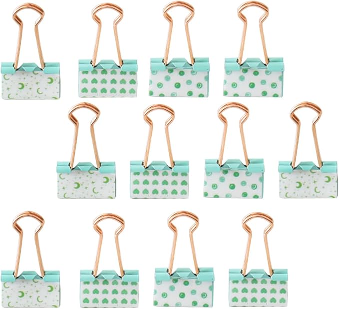 12pcs Metal Binder Clips Paper Clamps Multi-Functional Office File Organizing Clips for Home School and Work Lightweight Portable Document Fasteners
