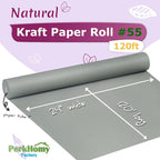 PerkHomy 24" x 1,440" (120') Light Grey Kraft Paper Roll for Craft Bulletin Board Paper Art Table Covering Crafting Gift Wrapping Bouquet Packing Parcel 80GSM 55LB (Light Grey, 24" x 120')