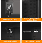 Upgraded Wide Metal Storage Cabinet - 72 Inch Black Lockable Garage Cabinet with Wheels & 4 Adjustable Shelves | Heavy-Duty Steel Cabinet for Garage, Office, Pantry, Gym