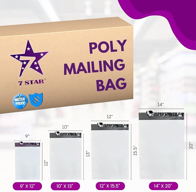 7STAR 14x20 Poly Mailers, 650 Count – 2.75 Mil Self-Sealing Waterproof Tear-Resistant Shipping Bags for Clothing, Packaging, and E-Commerce