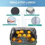 Iknoe Large Cooler Bag Collapsible 24 Can Insulated Bags Leakproof Lunch Cooler Tote with Multi-Pockets for Adult Insulated Thermal Bag for Beach, Picnic, Office Work(Grayish Green)