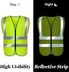 BeautyWill Custom Safety Vest Customized Logo Class 2 High Visibility Reflective Vest with Pockets Construction workwear