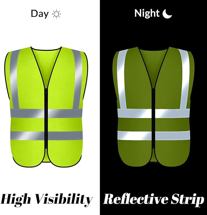 BeautyWill Custom Safety Vest Customized Logo Class 2 High Visibility Reflective Vest with Pockets Construction workwear
