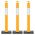 RoadHero 45 Inch Delineator Post with Rubber Base, Heavy Duty Yellow Traffic Delineator Posts Cones with Reflective Collars for Parking Lots, Road Safety, Construction Events 3 Pack