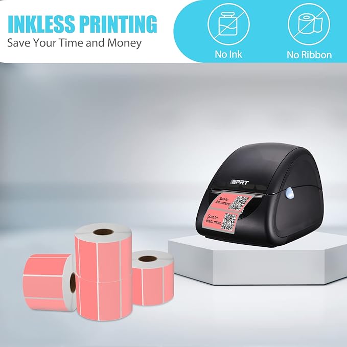 iDPRT 2.28' 1.18' Multi-Purpose Direct Thermal Labels (58mm30mm), Self-Adhesive Thermal Sticker for Address, Barcode, Compatible with iDPRT, Rollo, Zebra, etc, 1 Roll - 1000pcs, Pink