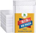Water Resistant Bubble Envelope Mailers [25 Pack] 6 inch x 9 inch #0 White Poly Padded Shipping Envelopes Self Sealing Cushioned Packaging Bags