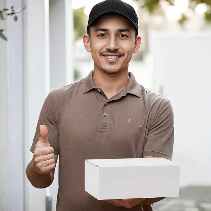 Calenzana 8x5x3 Shipping Boxes Set of 40, White Corrugated Cardboard Box for Mailing Packing Gifts Small Business