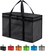 Insulated Cooler Bag and Food Warmer (XXL, 2 Pack) for Delivery & Grocery Shopping with Zippered Top, Black