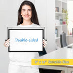 Dry Erase Magnetic White Board, 8" x 12" Black Aluminum Frame Double-Sided Desktop Whiteboard with Stand, Portable Small Whiteboard Set for Drawing, Office, Home, School