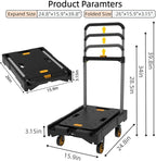 Platform Truck Folding Hand Truck 330 LB Heavy Duty Utility Dolly Flatbed Luggage Push Cart Fully Folded Compact Cart, Portable Trolley with 1 Elastic Ropes, Easy Storage & Lightweight for Moving