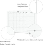 TOWON 47 x 35 Inch Large Glass Dry Erase Board, Magnetic Whiteboard Calendar, Monthly Planner Set, White