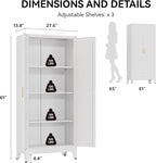 COFaR 61" Tall Pantry Cabinet with Adjustable Shelves, White Storage Cabinet with Doors and Shelves, Sturdy Freestanding Cupboard for Kitchen Pantry, Bathroom Storage, Living Room & Office