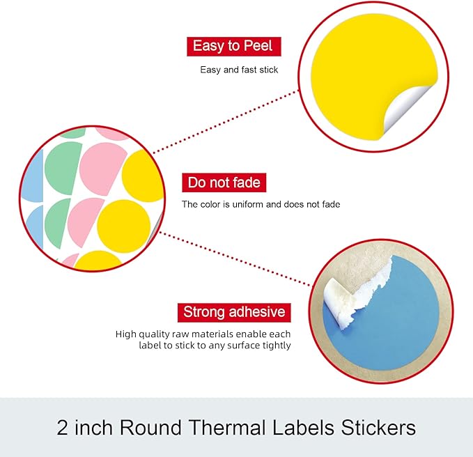 Misofuki 350 Pcs 3 inch White Round Thermal Sticker Labels Roll Used with Zebra, Rollo, MUNBYN, Self-Adhesive Circle Multipurpose Direct Thermal Labels for DIY Logo Design, QR Code, Inventory Stickers