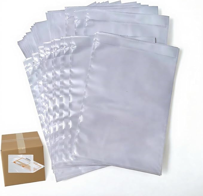 500Pcs 9.5" x 12"Packing List Envelopes Fit for 8.5x11 inch Packing Slip Invoice Sleeves Clear Self-Adhesive Mailing Labels for Envelope, Waterproof Shipping Pouch Enclosed Bags