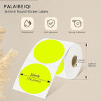 3X3Inch Round Thermal Labels Circle Color Coding Labels Printable Waterproof 500PCS Round Stickers Adhesive Writable for Office, Garage, DIY Sticker, Barcodes, Name Tag, Fluorescent Yellow