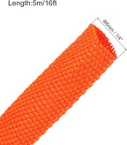 MECCANIXITY Braided Cable Sleeves Heat Shrinkable Fabric Sleeving, 1/4" 16ft Orange 2:1 Ratio Heat Shrinkable Cord Protector for Harness Cable, Network Cable Protection, Cable Management