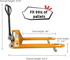 Ezmhbro Standard Duty Pallet Jack with 27" W x 48" L Forks, 5500 lb. Capacity, Leak-Proof Pump, Nylon Wheels, Compatible with Small Warehouse and Freight Workshop