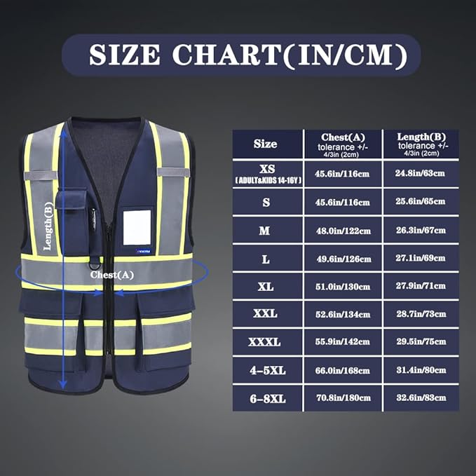 AYKRM 11 color High Vis Reflective Safety Vest for Women Men Security Pocket Zipper