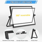 Dry Erase Magnetic White Board, 8" x 12" Black Aluminum Frame Double-Sided Desktop Whiteboard with Stand, Portable Small Whiteboard Set for Drawing, Office, Home, School