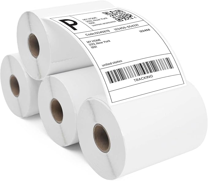 ADHES 4x6 Thermal Shipping Labels 4 Pack – 220 Labels Per Roll, 880 Total, Top-Coated Strong Adhesive Thermal Label Printer Paper, BPA/BPS free 4x6 Shipping Labels for Mailing and Packaging