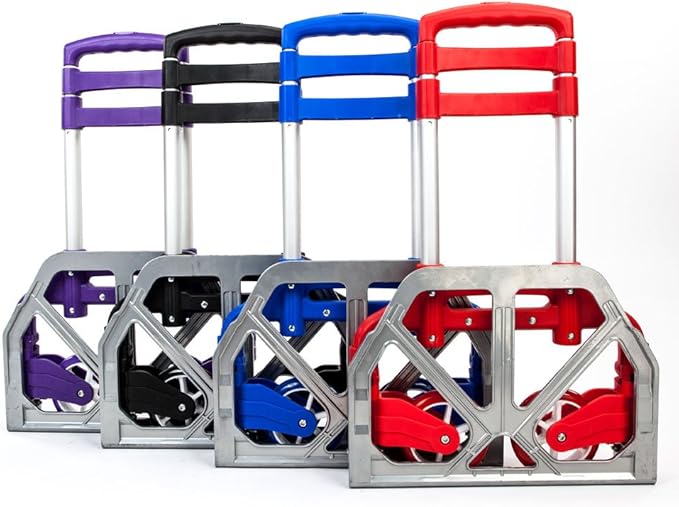 Folding Hand Truck Dolly, 200 lbs Capacity Dolly Cart, Aluminum Portable Foldable Hand Cart with Retractable Handle, Ideal for Shoping, Office, Travel, Moving, Blue