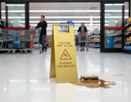 2 Pcs Wet Floor Sign, 24 Inch Gold Stainless Steel Caution Wet Floor Sign Double Sided Foldable Bilingual Commercial Safety Warning for Hotel Market Restroom Restaurant Office
