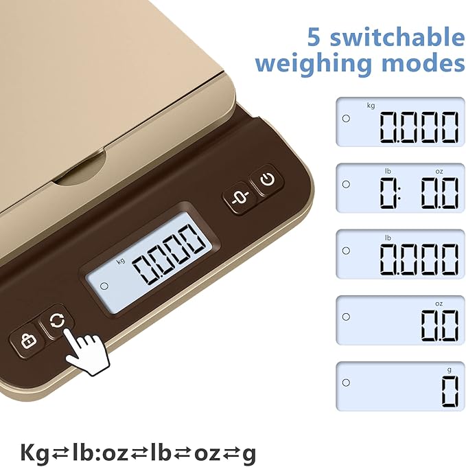 QP Digital Shipping Postal Scale, 86lb/0.1oz Accuracy Postage Scale with Hold/Tare Function, LCD Display, Flip-up Holder Package Scale, UPS Postal Scale for Packages, Battery & Tape Measure Included