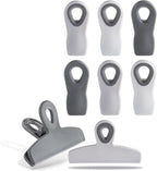 COOK WITH COLOR Bag Clips - Heavy Duty Chip Clip and Refrigerator Magnet Clips for Food Storage with Air Tight Seal Grip, Grey Ombre, Pack of 8