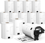 12 Rolls 2160 Labels for Brother DK 1247, 4.07"x6.4" Compatible Die-Cut Wide Format Shipping Mailing Postage Address Labels Paper, Tacnology Used with Brother QL Label Printers, 1 Reusable Cartridge
