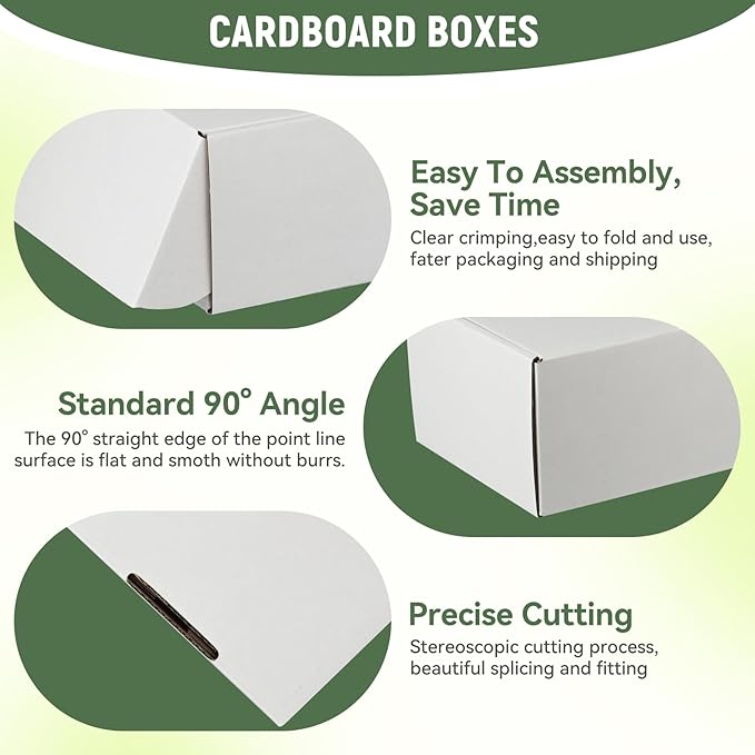 10 Pack 8"x6"x4" inch Small Shipping Boxes White Corrugated Cardboard Box for Small Business, Mailer, Shipping, and Packing