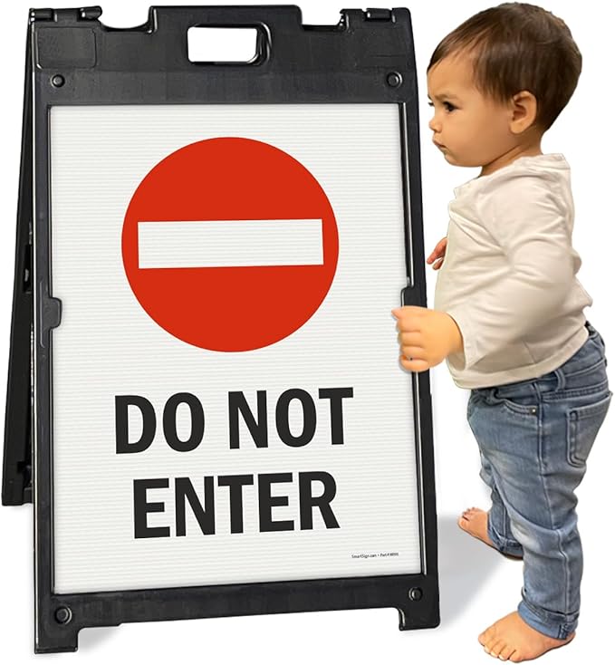 SmartSign 24" x 18" Do Not Enter Sidewalk Sign Kit, Two-Sided A-Frame, Plastic, USA Made, Red, Black and White (1 A-Frame + 2 Sign Panels)