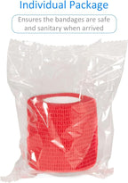 24 Pack Self Adherent Cohesive Wrap Bandages Non Woven Cohesive Bandage Elastic Self Adhesive Bandage Wrap Sports Athletic Tape First Aid Tape for Wrist Ankle Pet Vet Wrap Grip Cover 2 inch (Pink)