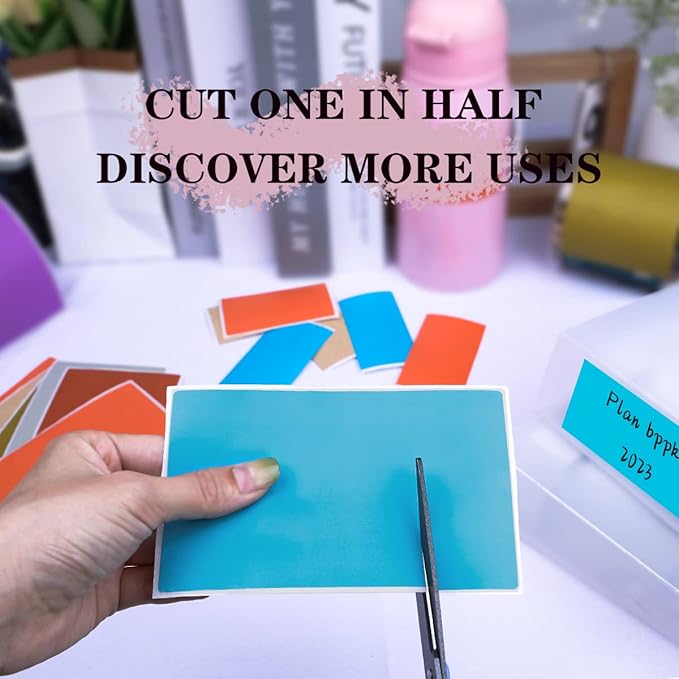 PARLAIM 3" x 5" Rectangle Adhesive Color Code Stickers,250 per Dispenser Box Roll Square Label Inventory Stickers Teal