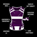 Mesh Reflective Vest with Inside Pocket - High Visibility Reflective Running Safety Vest Straps for Men Women & Kids