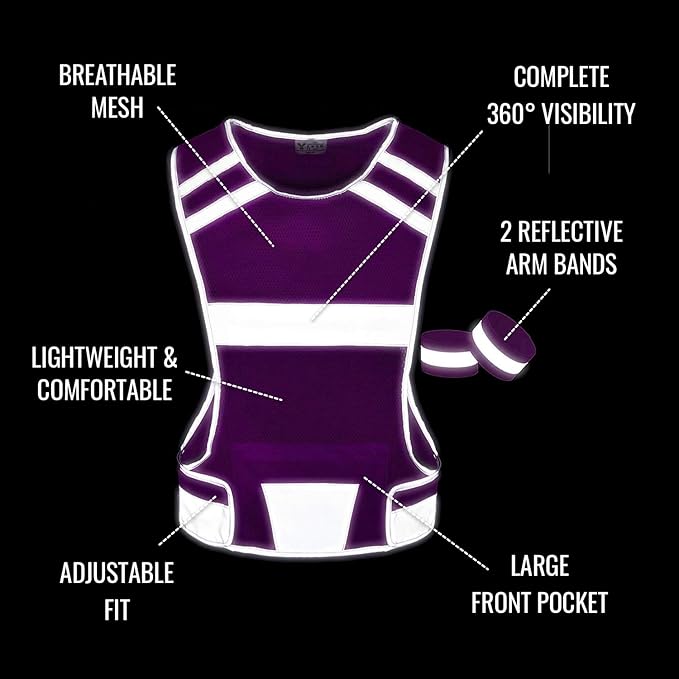 Mesh Reflective Vest with Inside Pocket - High Visibility Reflective Running Safety Vest Straps for Men Women & Kids