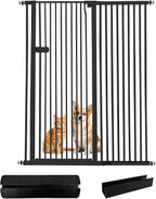 Lumizone Extra Tall Cat Gate 55.12" High Pressure Mounted Extra Wide 2025 New (17 Sizes) 1.37" Gap No Drilling Auto-Close One-Handed Operation Tall Pet Gate for Dogs(Black, 55.12" H x 46.65"-50.97" W)