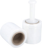 PSBM 24 Rolls 4 Inch x 650 Feet 100 Gauge Mini Stretch Film/Wrap with Plastic Handle, Heavy Duty Industrial Strength Clear Shrink Plastic Wrap for Moving, Packing, Shipping, Bundling & Storage