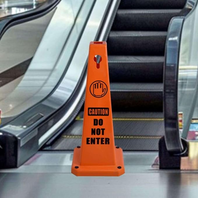 Caution Wet Floor Sign, 26.4-Inch Safety Cone, 8 Pack Yellow Plastic, High-Visibility, Non-Fading, Slip-Resistant Base, Stackable, Indoor Outdoor Warning Sign-4 Pack
