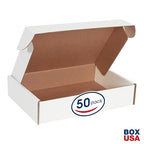 Box USA 14" Deluxe Shipping Boxes 14"L x 10"W x 3"H, 50-Pack - White Box Mailers for Packaging, Storage, Gifts or Bulk Business Orders